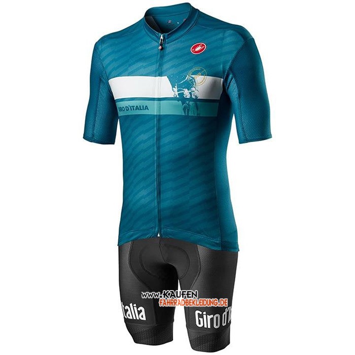 Giro d'Italia Kurzarmtrikot 2020 und Kurze Tragerhose Azurblau